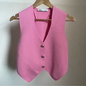 Zara Pink Button-Up Women's Vest